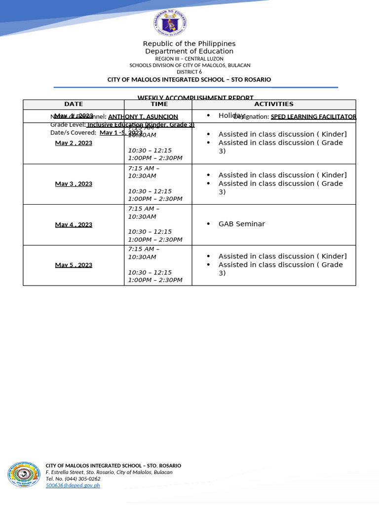 Acr Sample Thony April Pdf Public Administration Philippines