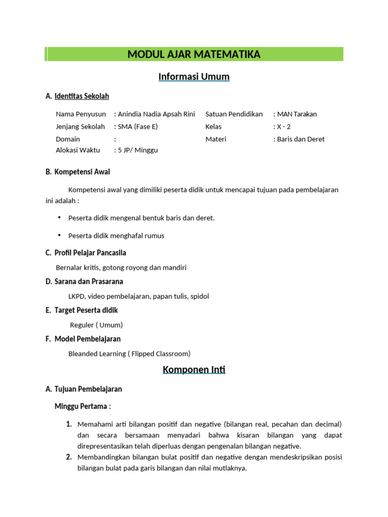 Modul AJAR MTK | PDF