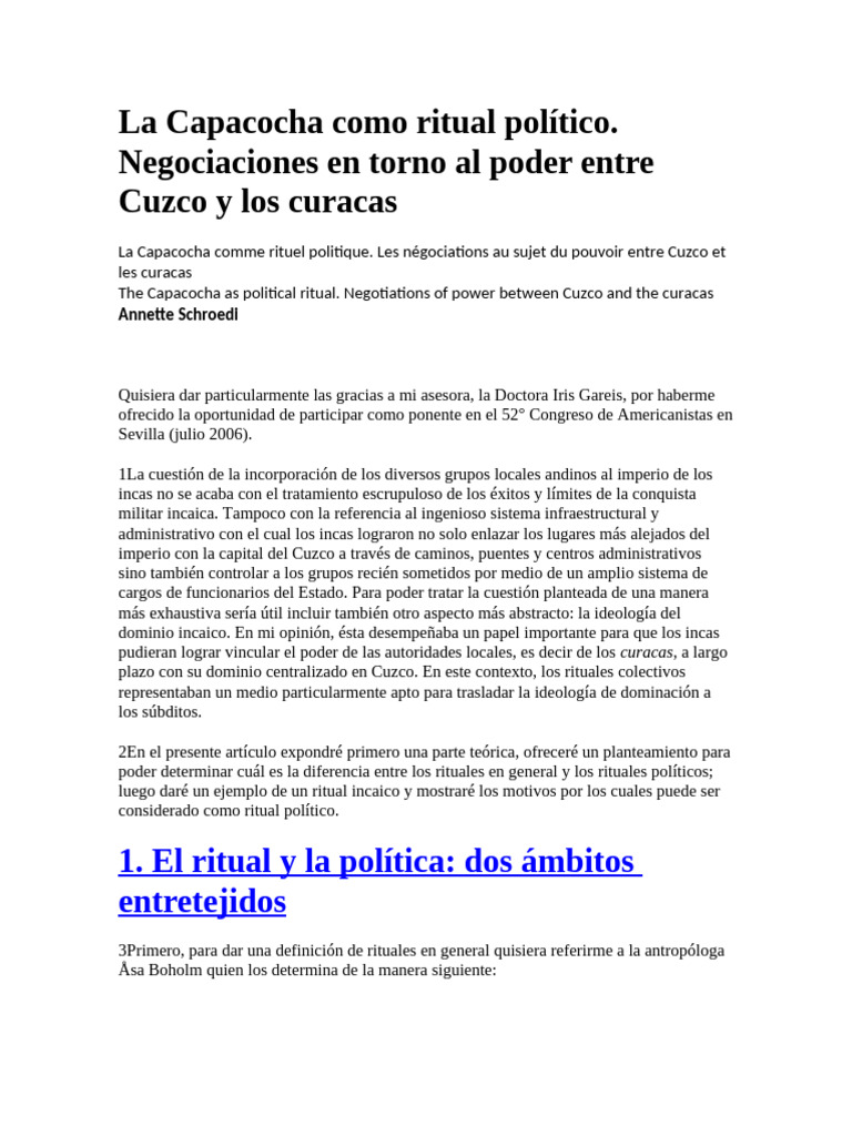 Capacocha: Ritual Político Incaico | PDF | Imperio Inca | Rituales