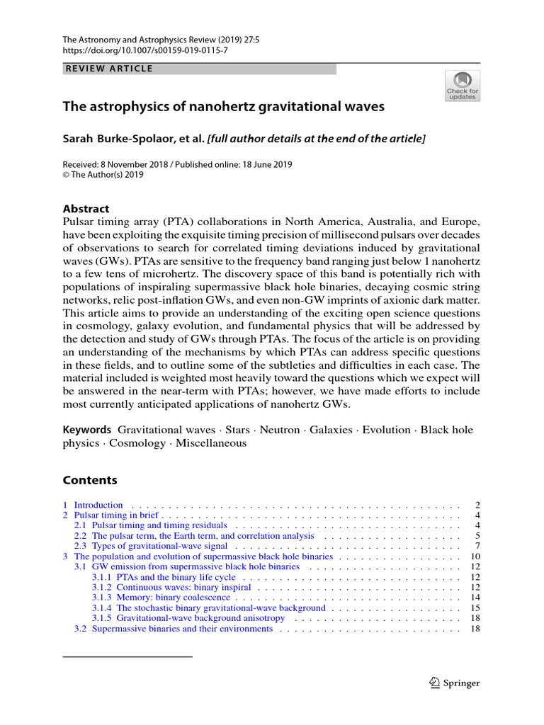 Astrophysics of Nanohertz Gravitational Waves | PDF | Gravitational ...