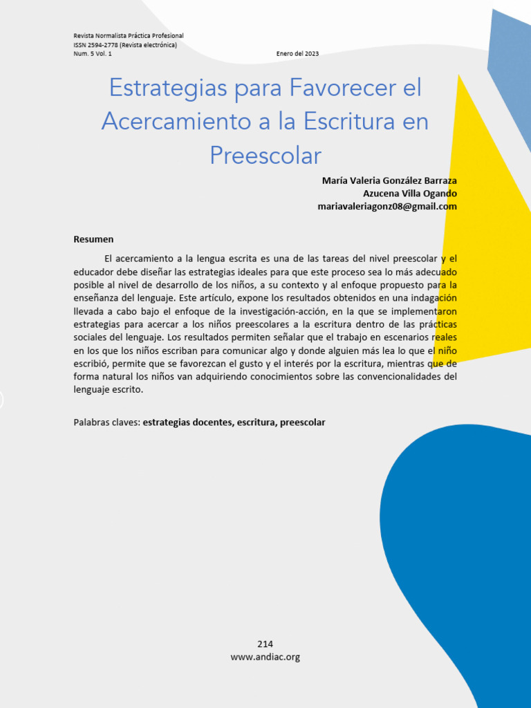 Estrategias para Favorecer El Acercamiento A La Escritura en Preescolar ...
