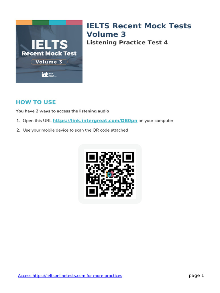 IELTS Listening Practice Test 4 Guide | PDF