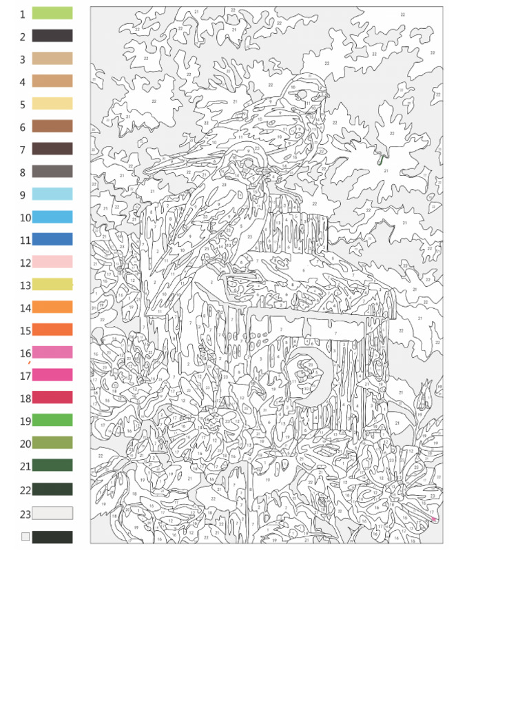 Color by number bird PDF