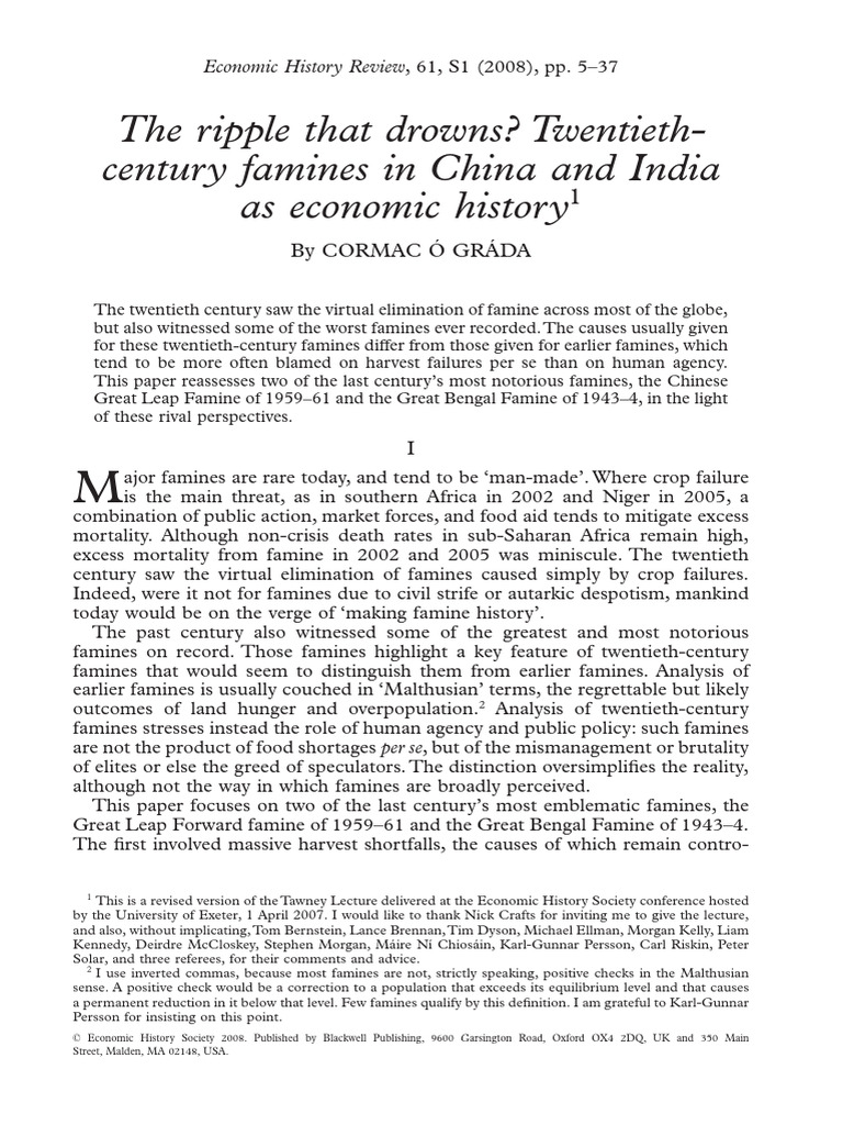Famine In China And India PDF Famine China
