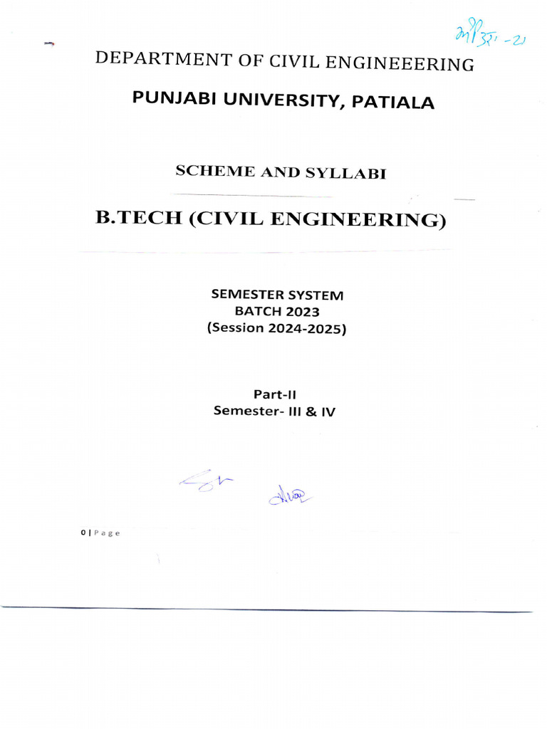 B Tech Civl Engg Part-Ii (Sem Iii&iv) Batch 2023 (Session 2024-25) | PDF