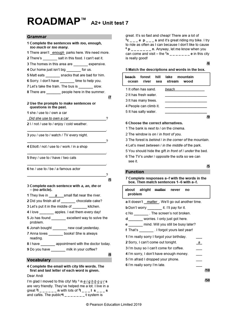 Unit - Test - 7 - Roadmap A2+ PDF | PDF | Earth Sciences