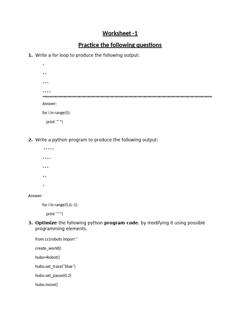 Worksheet 1 For Python 2024 - Answers | PDF | Area | Software Engineering