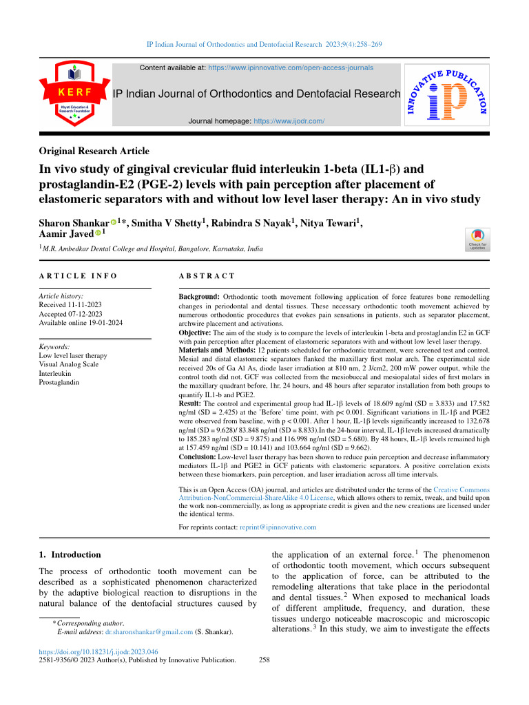 IP Indian Journal of Orthodontics and Dentofacial Research | PDF ...