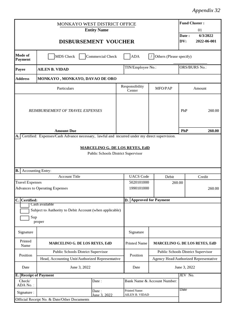 Disbursement Voucher Overview | PDF | Cheque | Payments