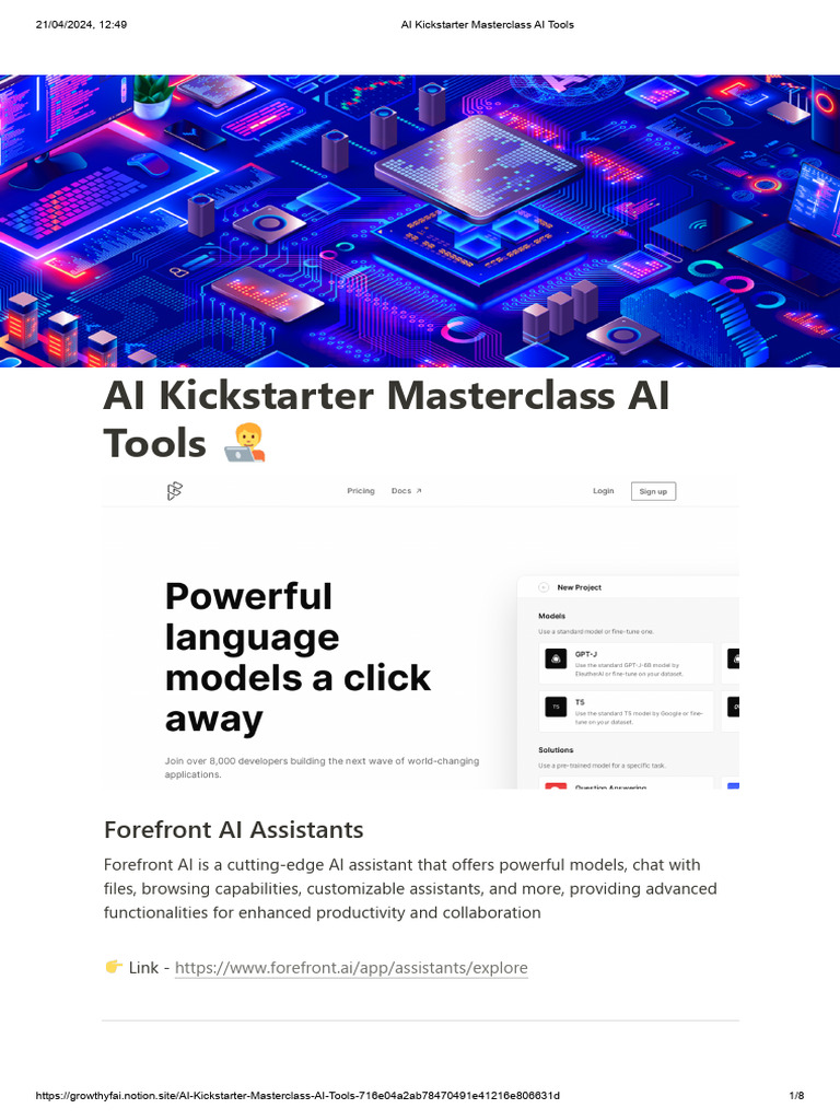 AI Kickstarter Masterclass AI Tools | PDF | Artificial Intelligence ...