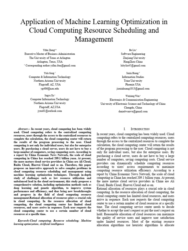 Machine Learning for Cloud Resource Management | PDF | Cloud Computing ...
