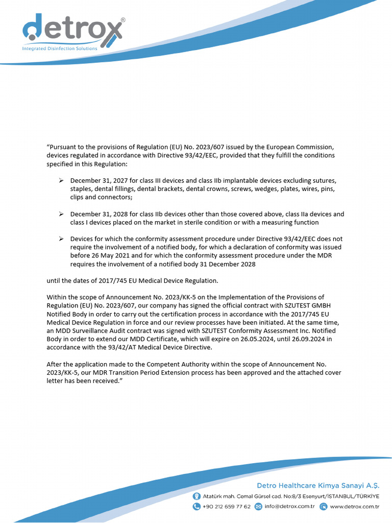 MDR Compliance Update for Detro Healthcare | PDF | Medical Device ...