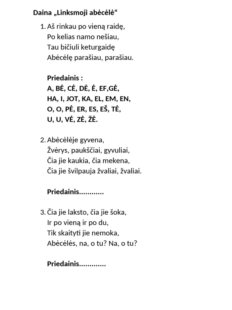 Daina Linksmoji Abecele | PDF