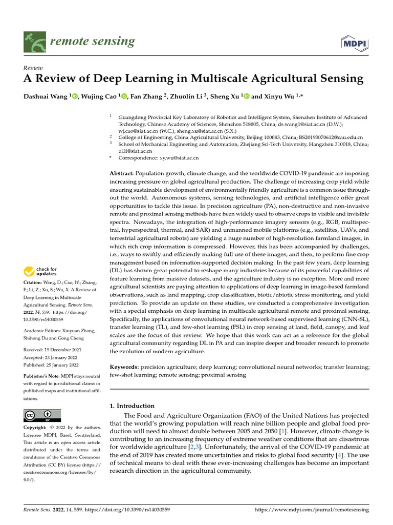 Remotesensing 14 00559 | PDF | Deep Learning | Artificial Neural Network