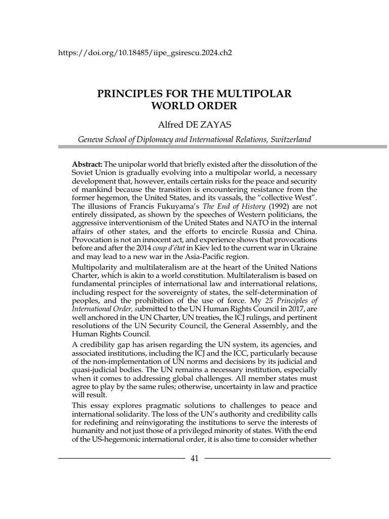 Principles for a Multipolar World Order | PDF | International Law ...