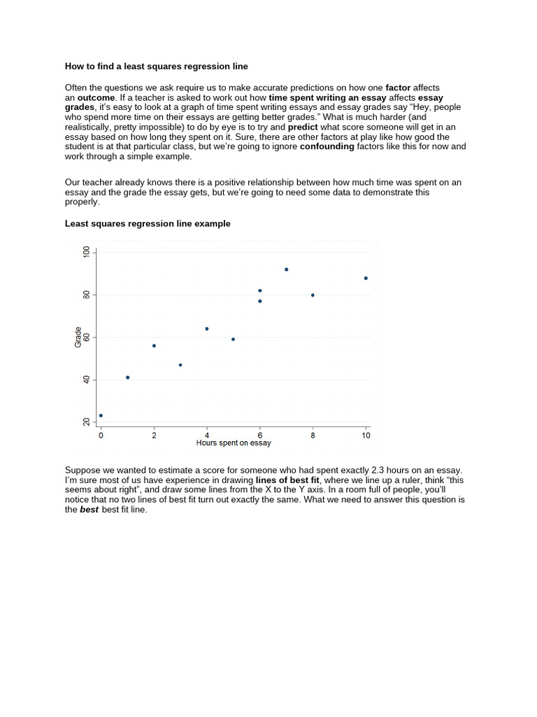 Calculate Least Squares Regression Line | PDF | Regression Analysis ...