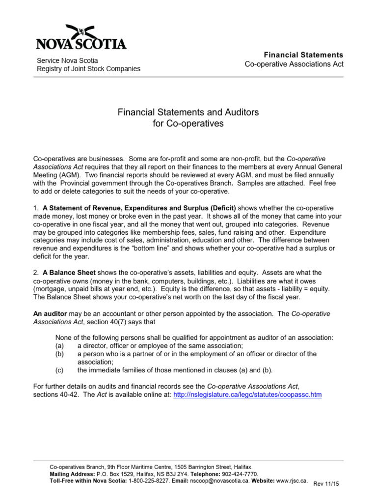 Co-operative Financial Reporting Guide | PDF | Equity (Finance ...