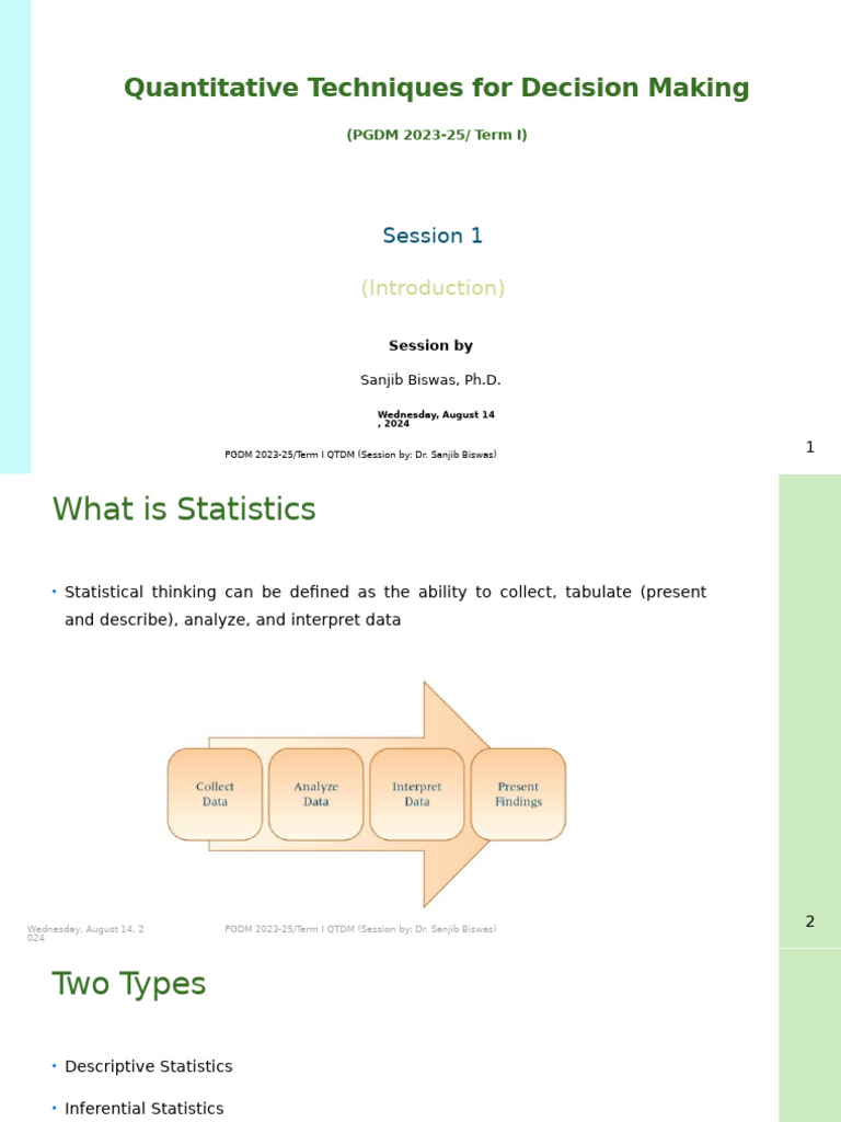 Session 1 17082023 | PDF | Level Of Measurement | Statistics