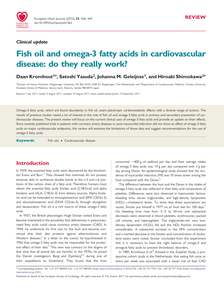 Fish Oil and Omega-3 Fatty Acids in Cardiovascular Disease - Do They ...