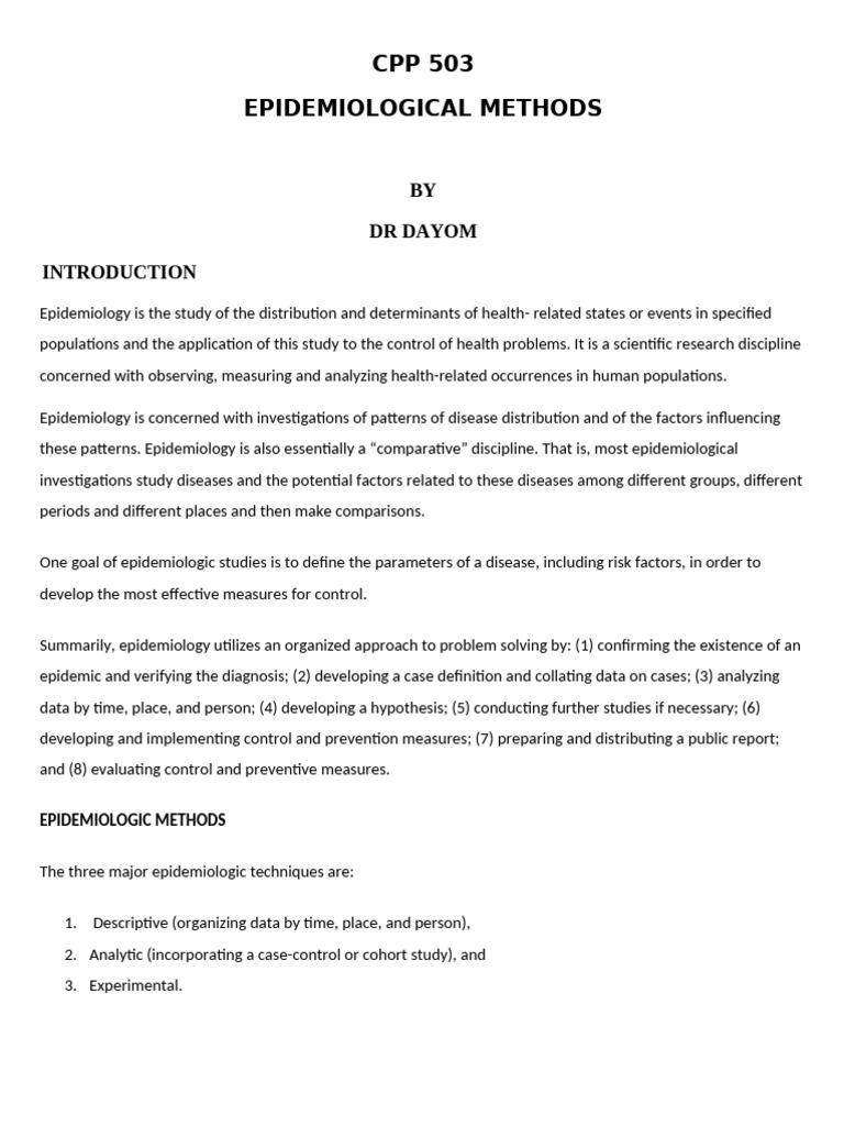 Epid Note | PDF | Epidemiology | Cohort Study