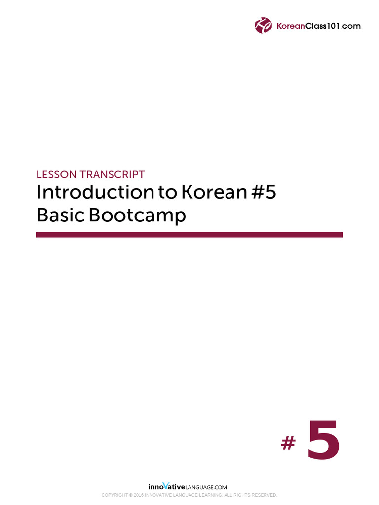 005 ITK L5 052016 Kclass101 Recordingscript | PDF | Korean Language ...