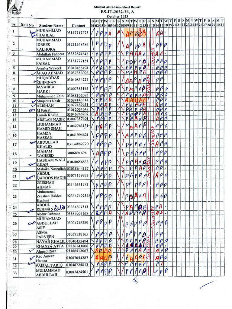 18-10-2023 Attendance BSIT 2nd Sem | PDF