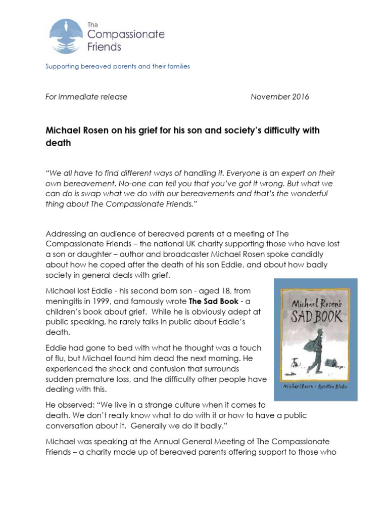 Michael Rosen Press Release | PDF | Grief