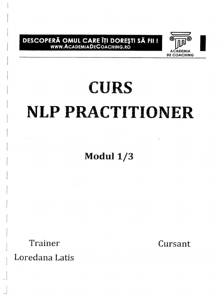 Curs NLP Practitioner - Modul 1.3 | PDF
