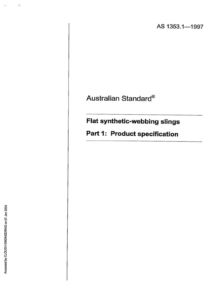 As 1353.1 (1997) Flat Synthetic-Webbing Slings (Part 1 - Product ...
