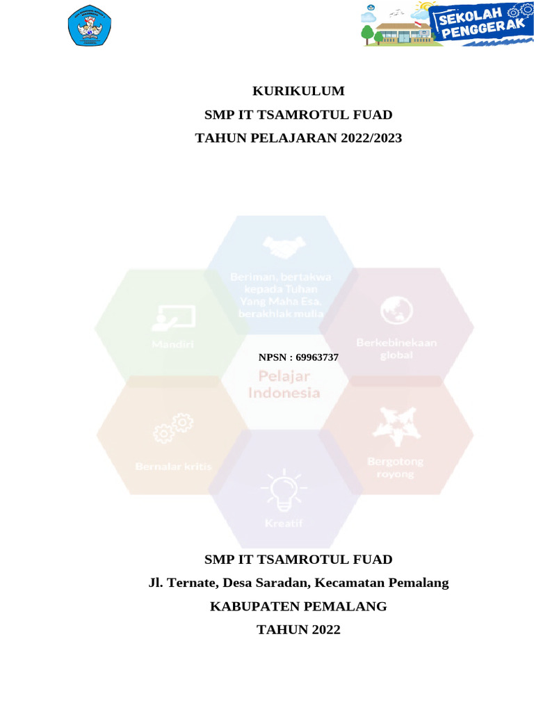 Template Draft KOSP Kurikulum Merdeka Share SMP IT PDF