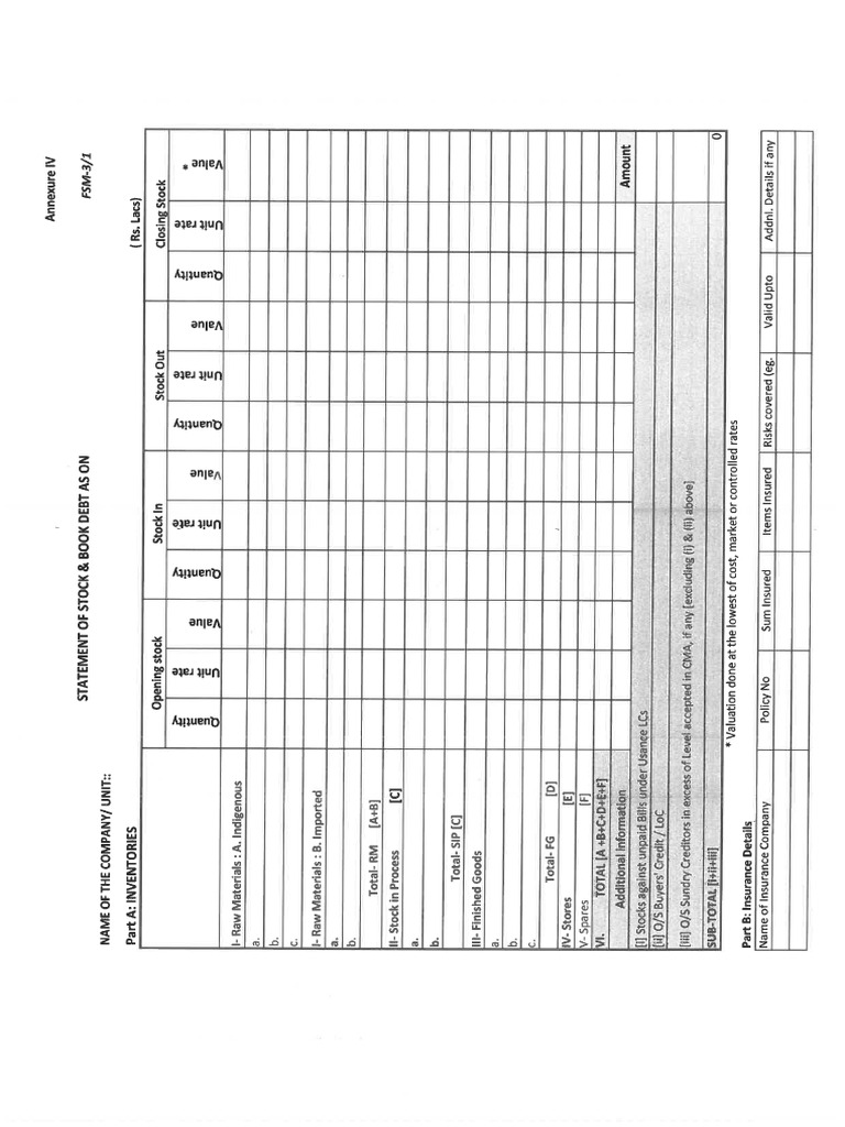 Stock statement format pdf