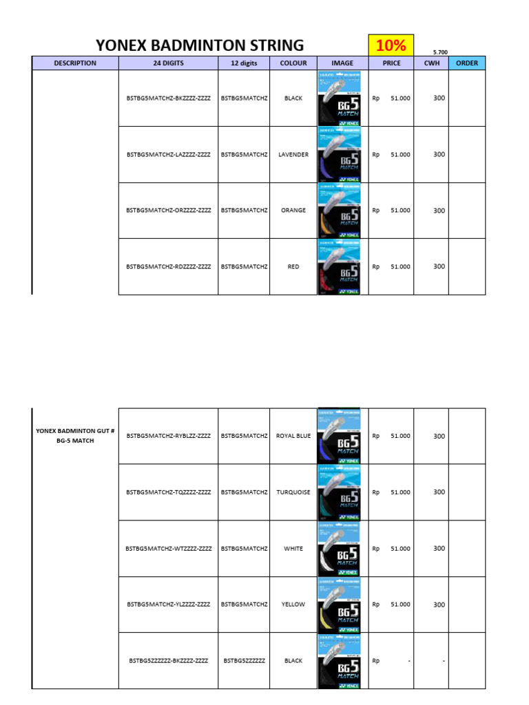 Yonex - Strings | PDF
