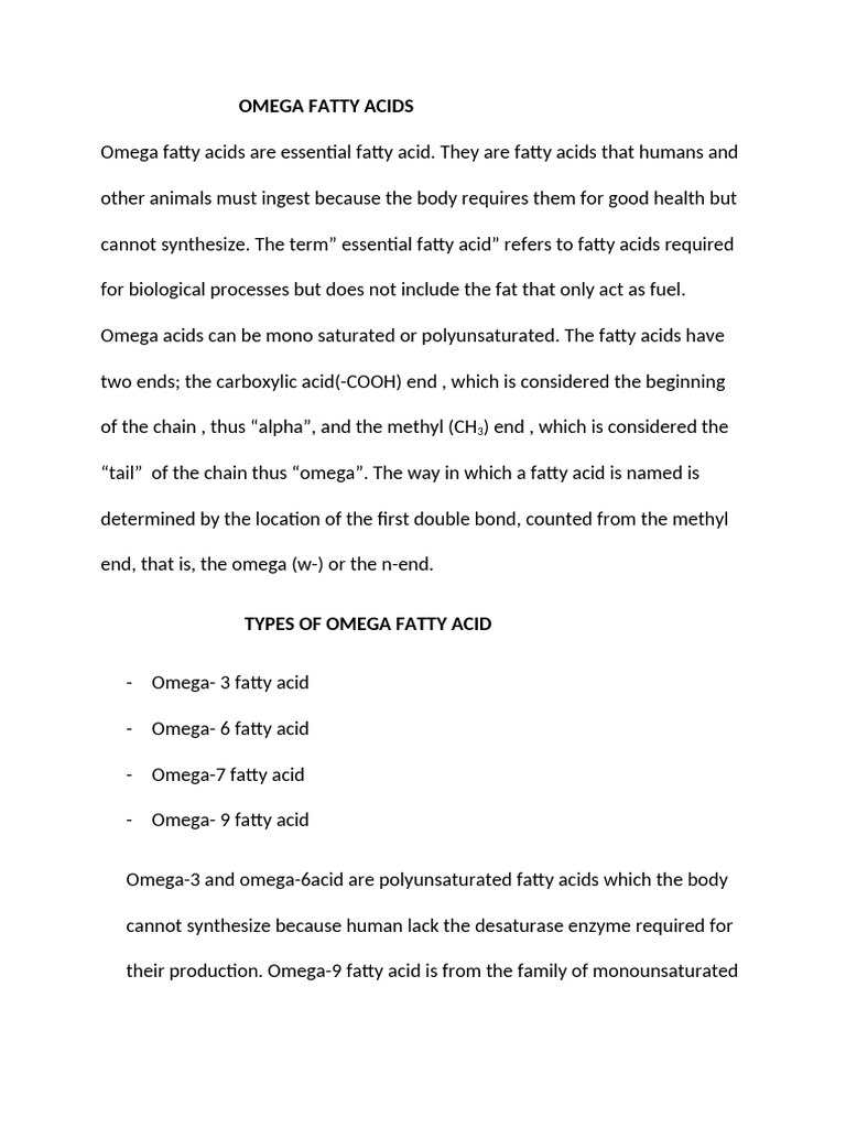 Omega Fatty Acids Are Essential Fatty Acid | PDF | Omega 3 Fatty Acid ...