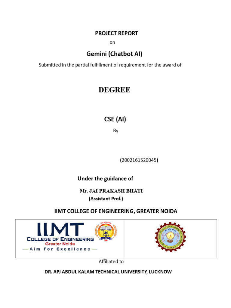 Gemini Chatbot AI Project Report | PDF | Artificial Intelligence ...