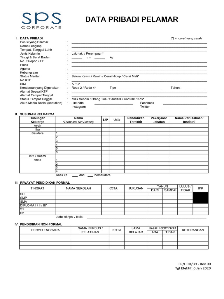 54 - Form Data Diri Kompensasi Benefit (3583) | PDF
