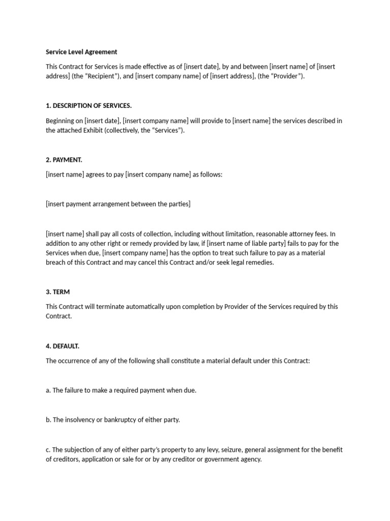 Service Level Agreement Template | PDF | Arbitration | Justice