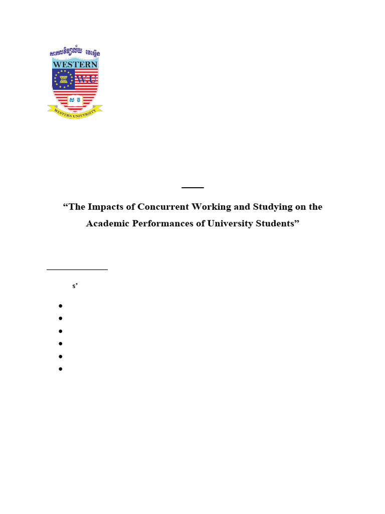 The Impacts of Concurrent Working and Studying On The Academic ...