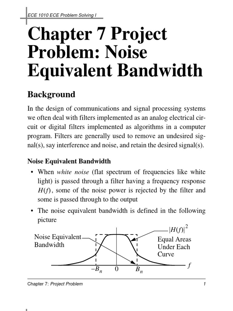 Noise Equivalent Bandwidth Analysis | PDF | Bandwidth (Signal ...