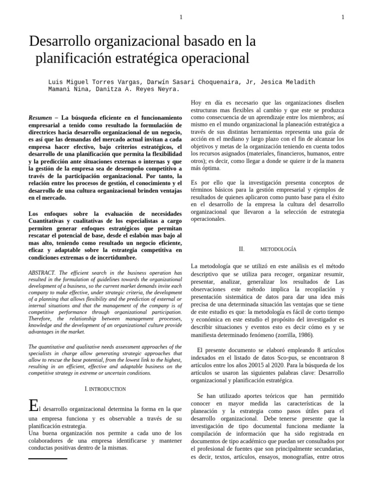 Desarrollo Organizacional y Estrategia | PDF | Planificación | Business