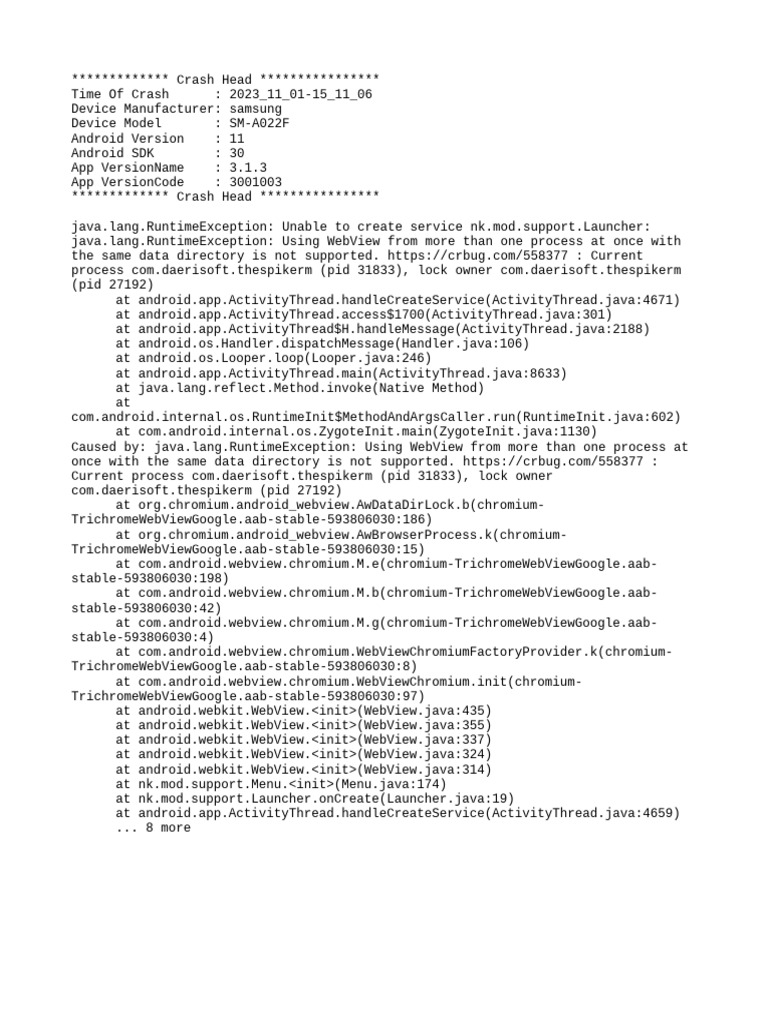 WebView Process Conflict Error Fix | PDF | Android (Operating System ...