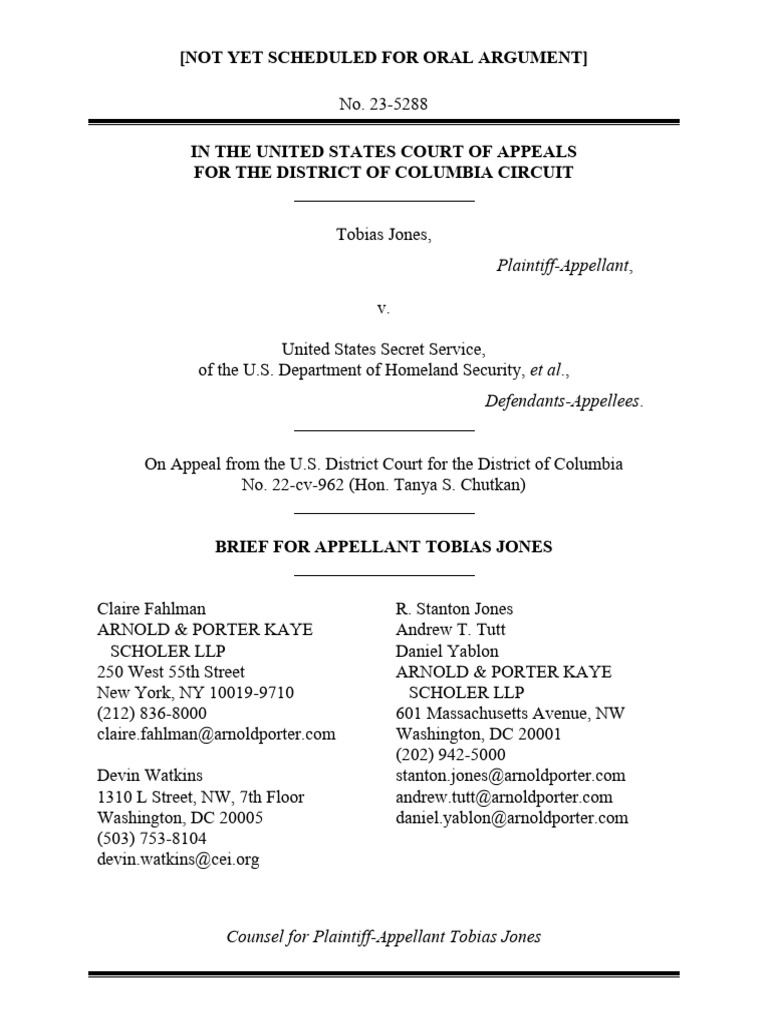 Appeal Brief for Tobias Jones | PDF | Bivens V. Six Unknown Named ...