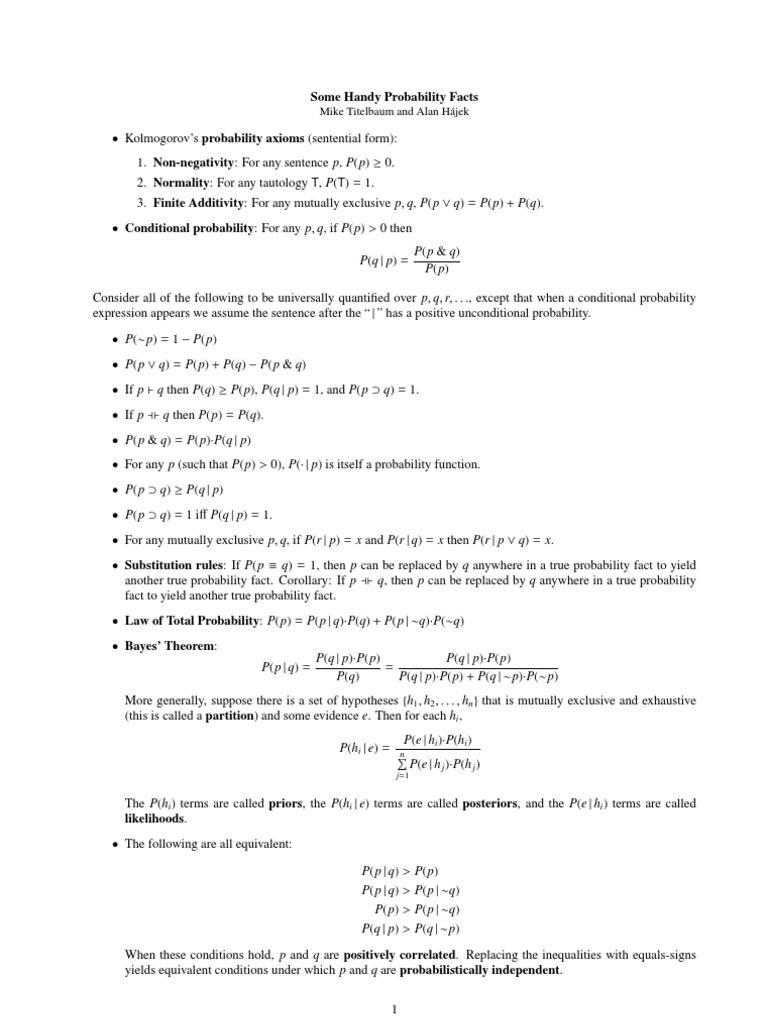 Essential Probability Concepts Explained | PDF | Probability | Logic