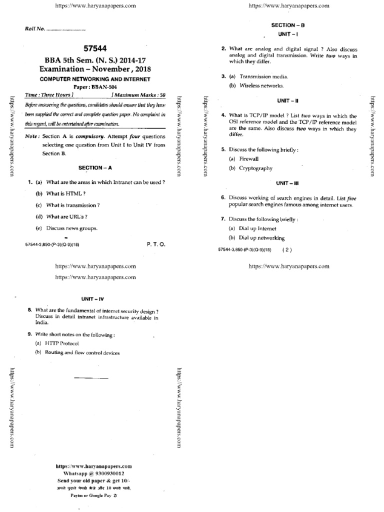 Bba 5 sem computer networking and internet 57544 nov 2018 pdf