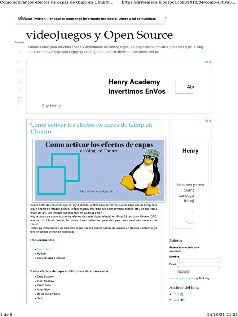 Como activar los efectos de capas de gimp en ubuntu videojuegos y open