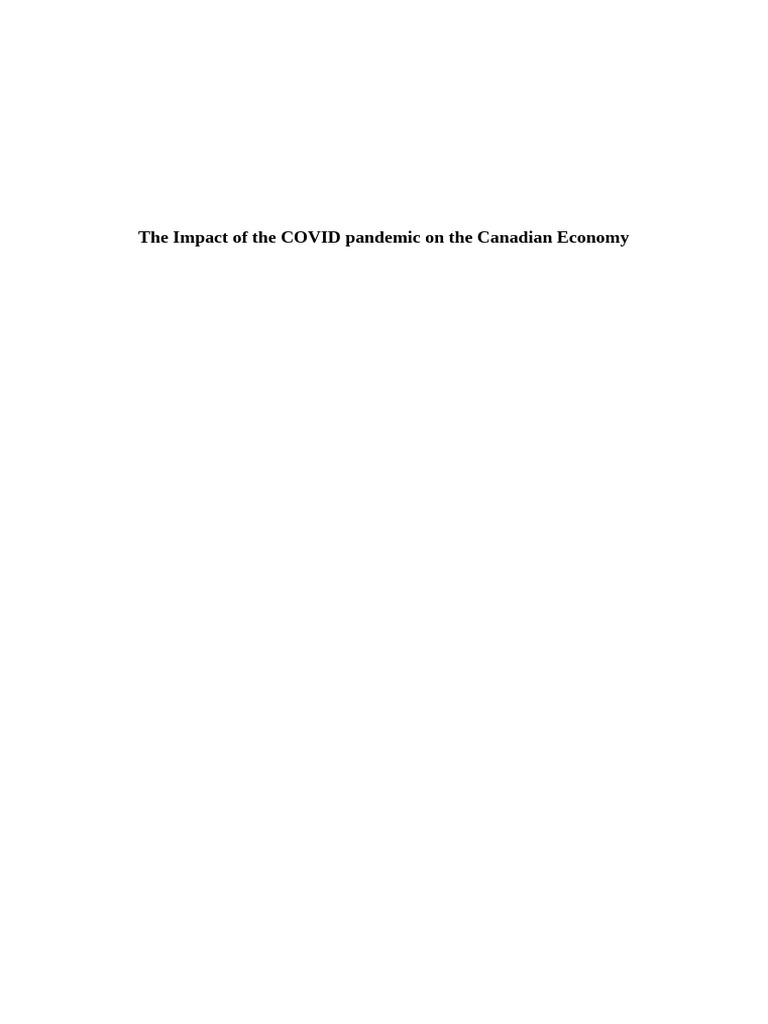 Economic Impact of COVID-19 in Canada | PDF | Employment | Recession
