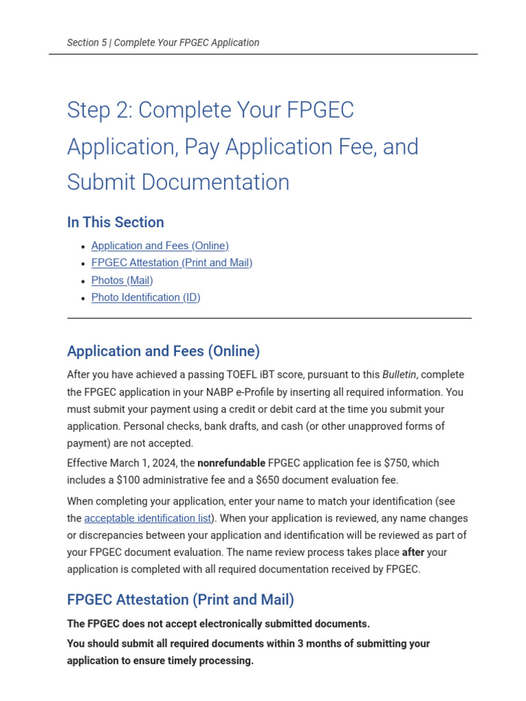 Section 5 Complete Your FPGEC Application PDF Identity Document