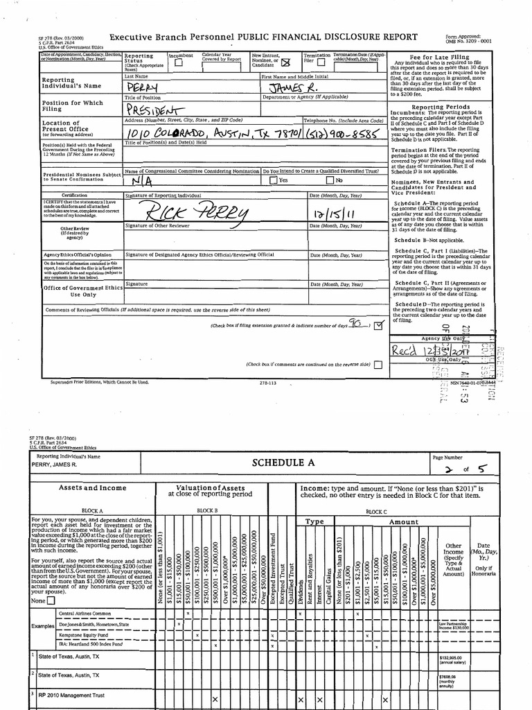12-16-11 Perry FEC Report | PDF | Loans | Pension