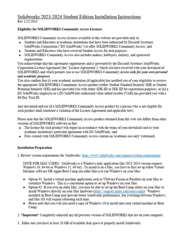 Solidworks sek installation instructions 2023 2024 v2 pdf microsoft
