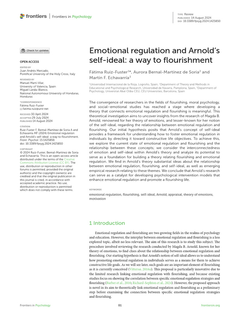 Emotional Regulation and Arnold's Self-Ideal | PDF | Well Being | Emotions