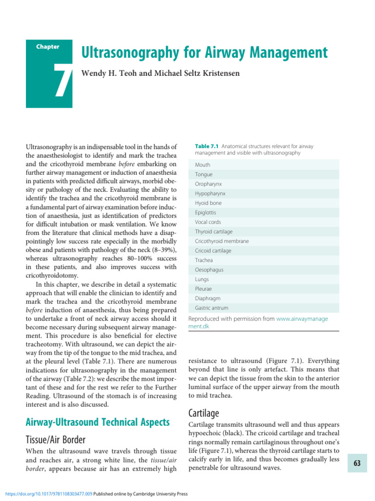 Ultrasonography in Airway Management | PDF | Medical Ultrasound | Lung